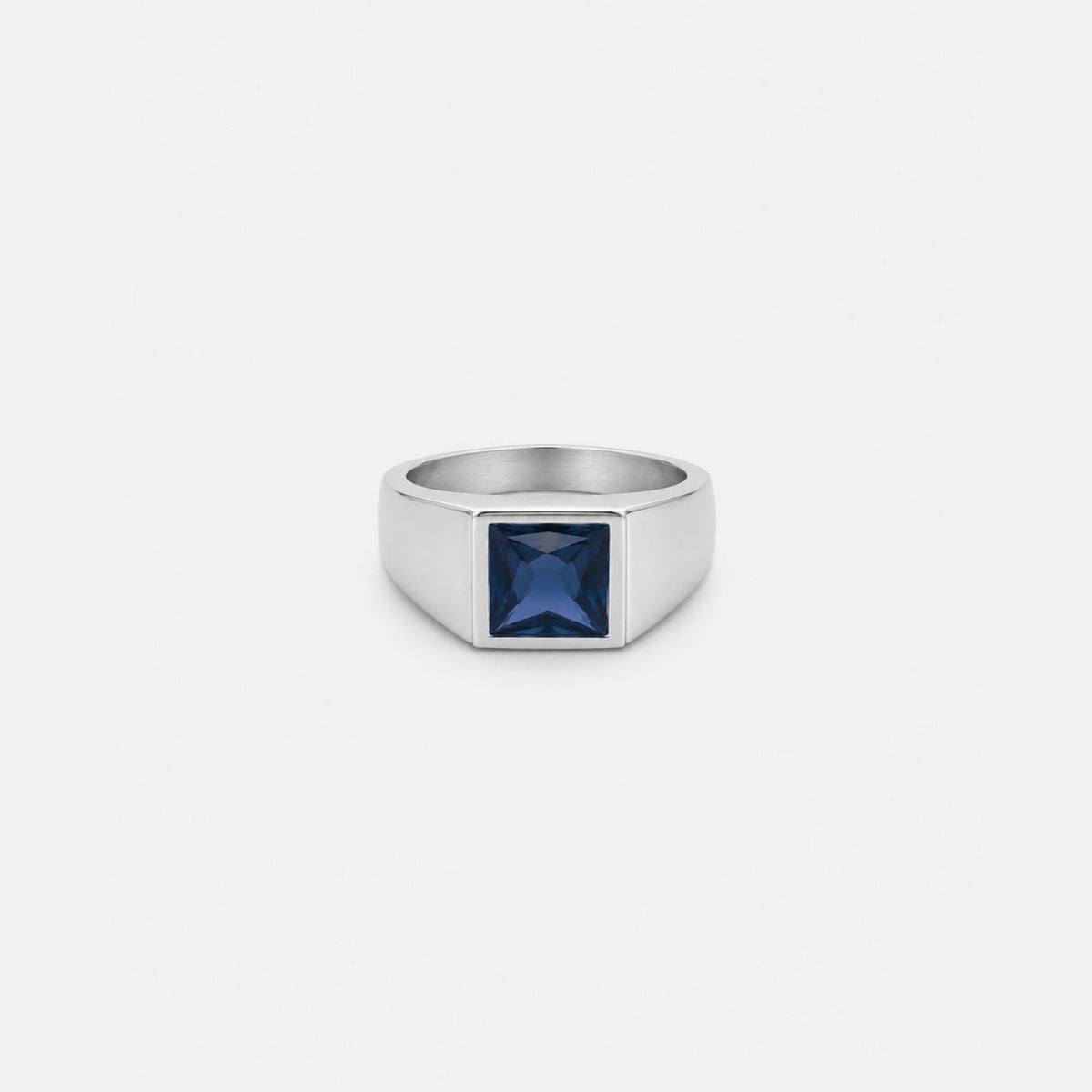 Bleu Signet Ring - silver tone
