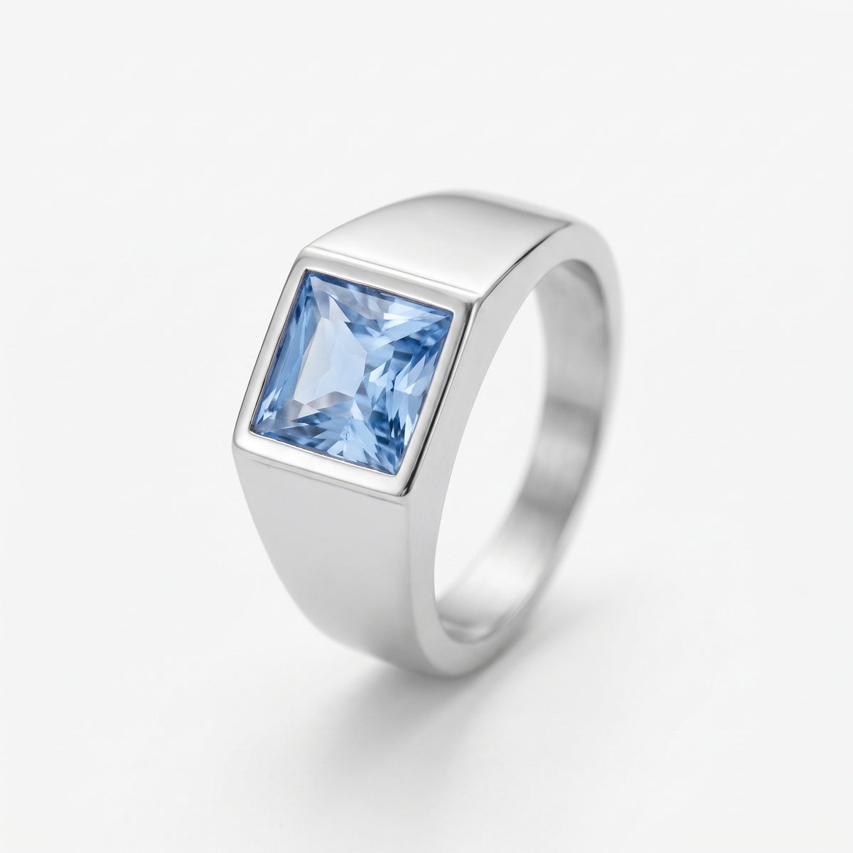 Aqua Capri Signet Ring close-up on white
