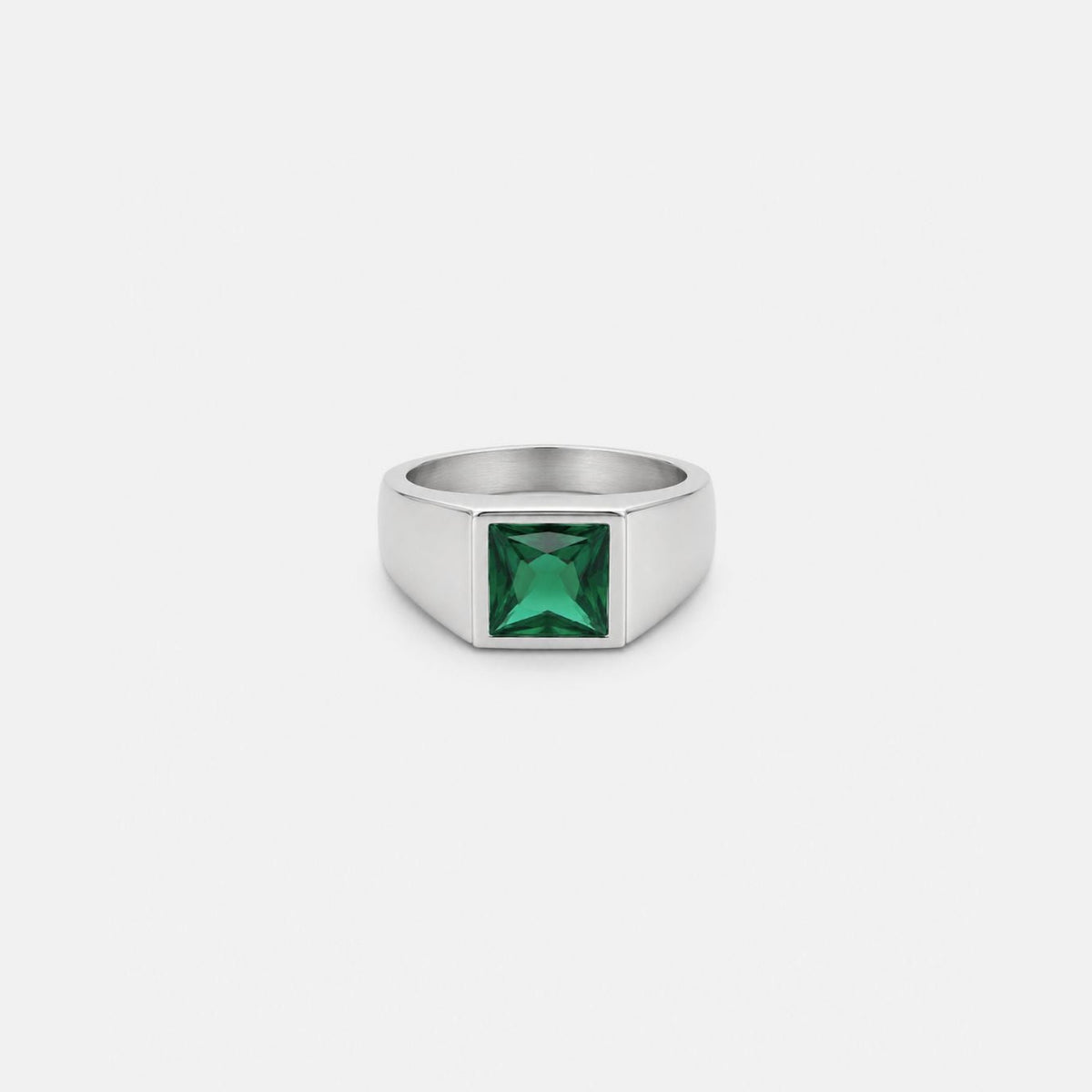 Green Day Signet Ring - silver tone