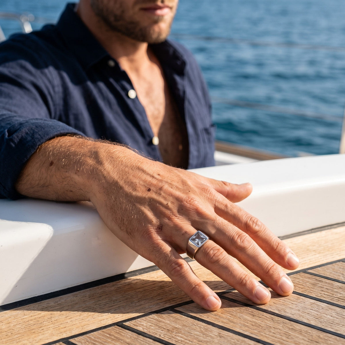 Ice Signet Ring worn - on the hand