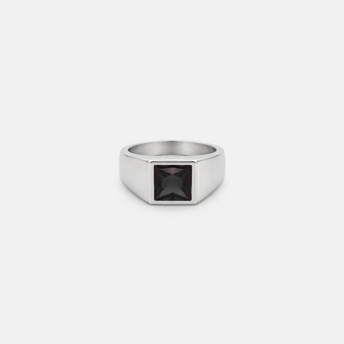 Noir Signet Ring - silver tone
