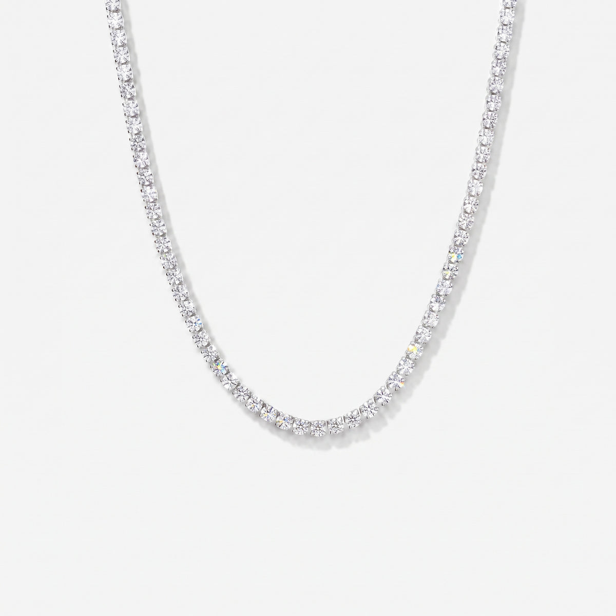 Zircônia Ice Tennis Chain - clear cubic zirconia, silver tone