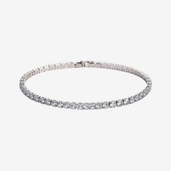 Ice 4mm men's tennis bracelet with clear cubic zirconia, 925 silver plated - Vorn