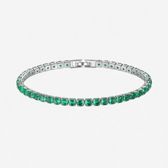 Green Day 4mm men's tennis bracelet with green cubic zirconia, 925 silver plated - Vorn