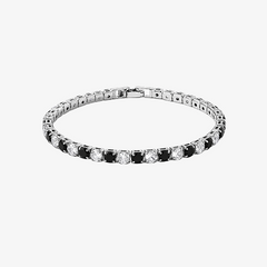 Aspen Midnight 4mm men's tennis bracelet with black cubic zirconia, 925 silver plated - Vorn