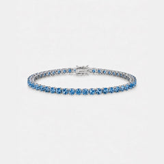Aqua Capri 4mm — aquamarine tennis bracelet, silver tone