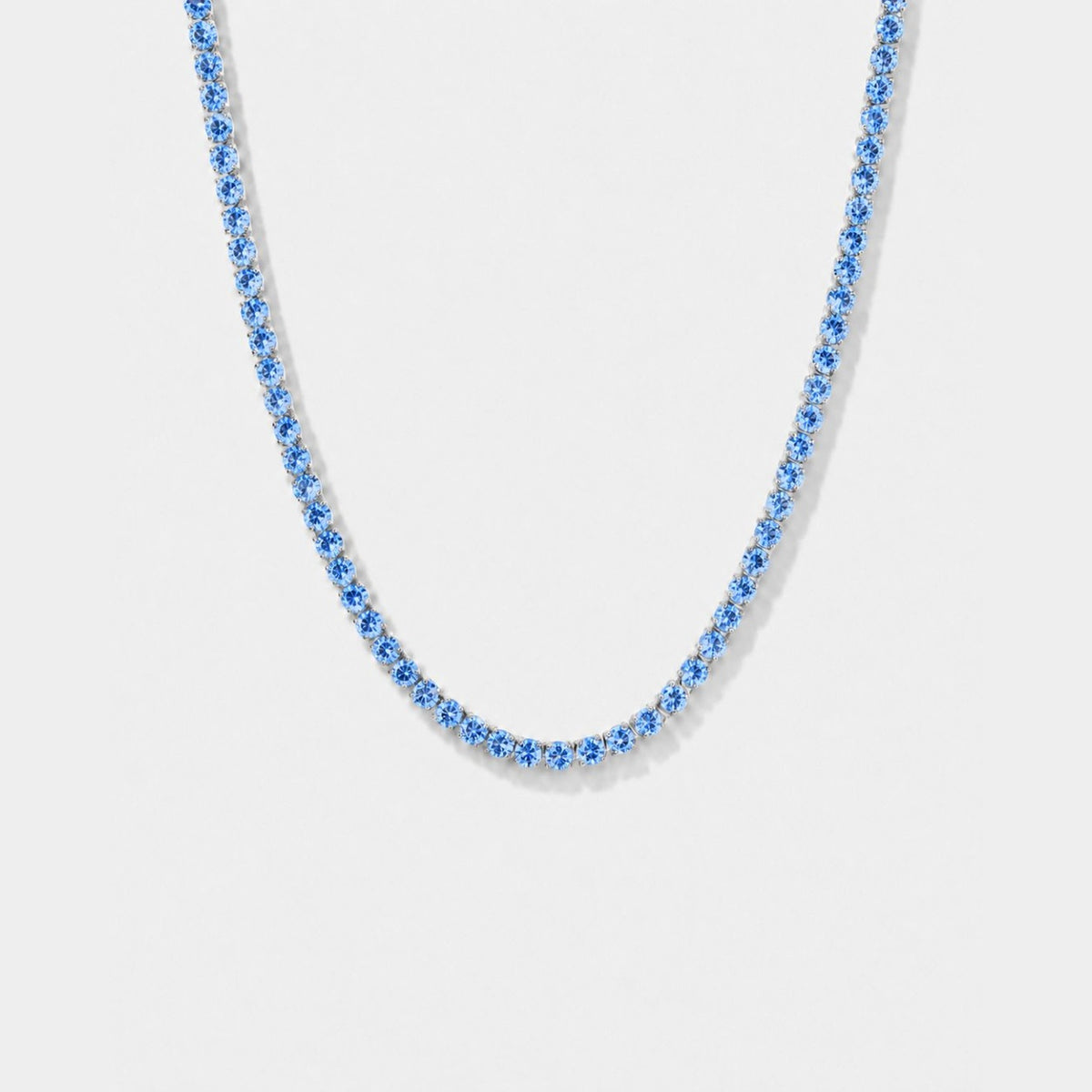 Aqua Capri Chain — aquamarine tennis necklace, silver tone