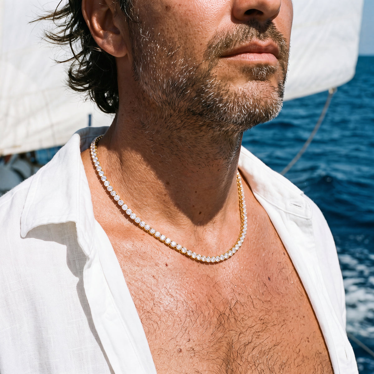 Ice Doré gold tennis chain worn