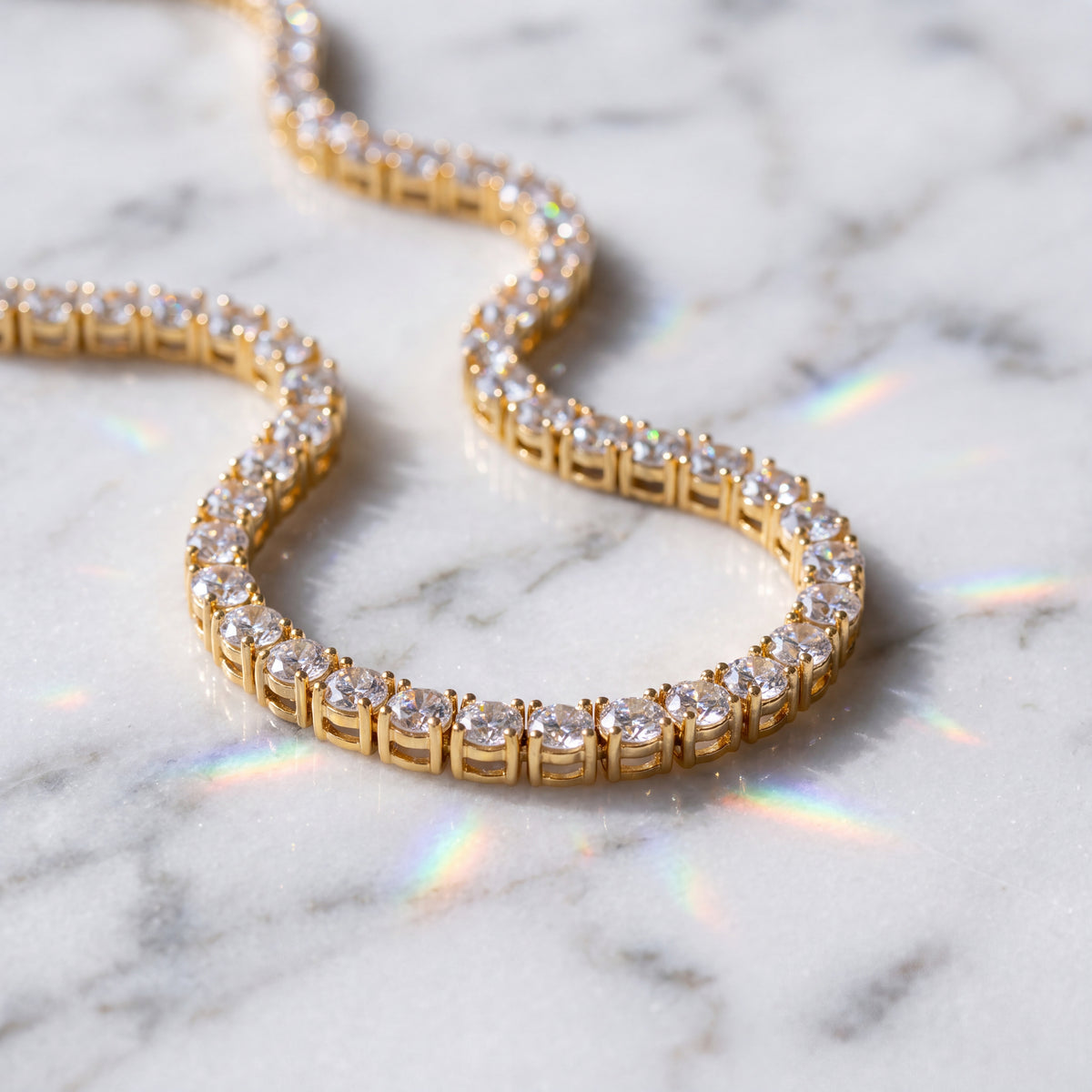 Ice Dore Chain laid on white marble