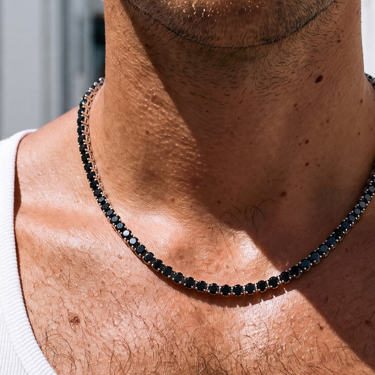 Onyx tennis chain close-up