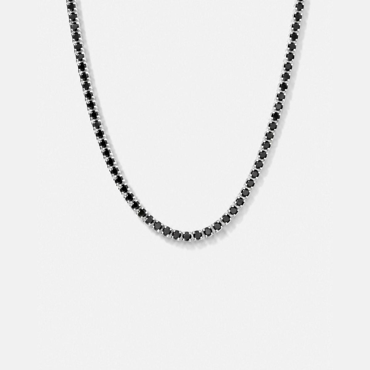 Onyx Chain — black tennis necklace, silver setting