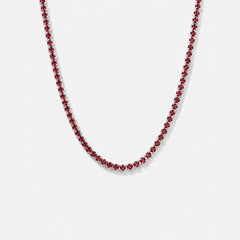 Rubi Garnet Chain — garnet red tennis necklace, silver tone