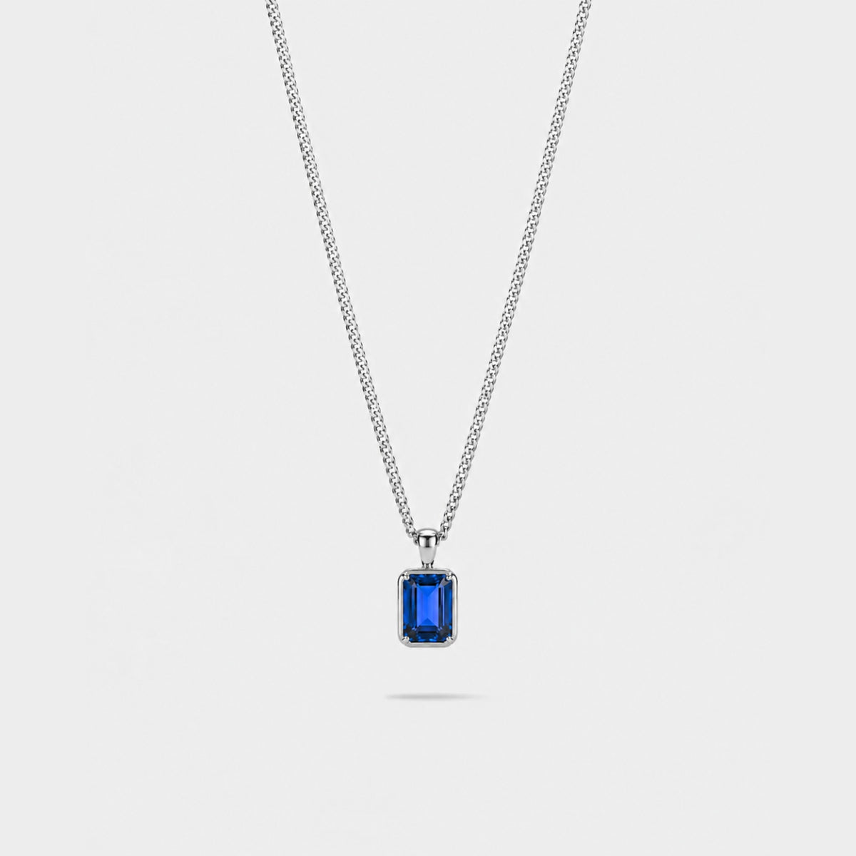 Bleu Pendant Necklace - silver tone