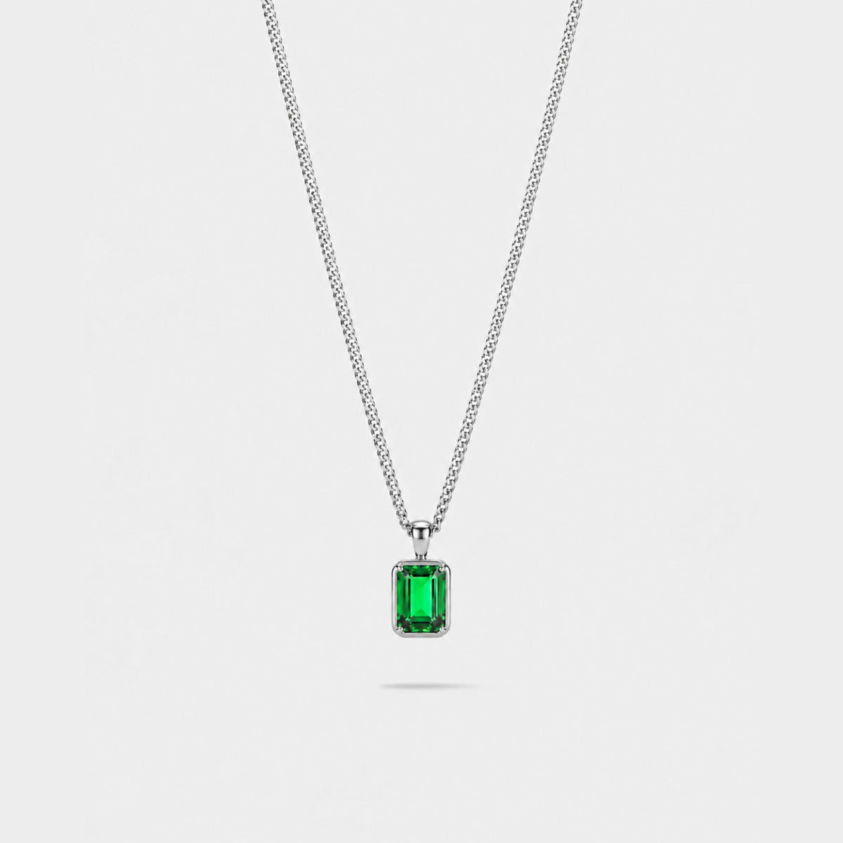 Green Day Pendant Necklace - silver tone