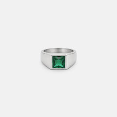 Green Day Signet Ring - silver tone