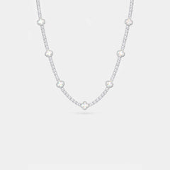 Ice Clover Necklace - silver tone