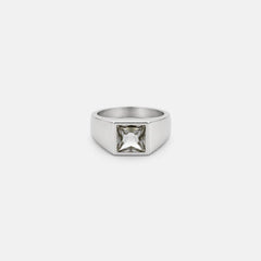 Ice Signet Ring - silver tone