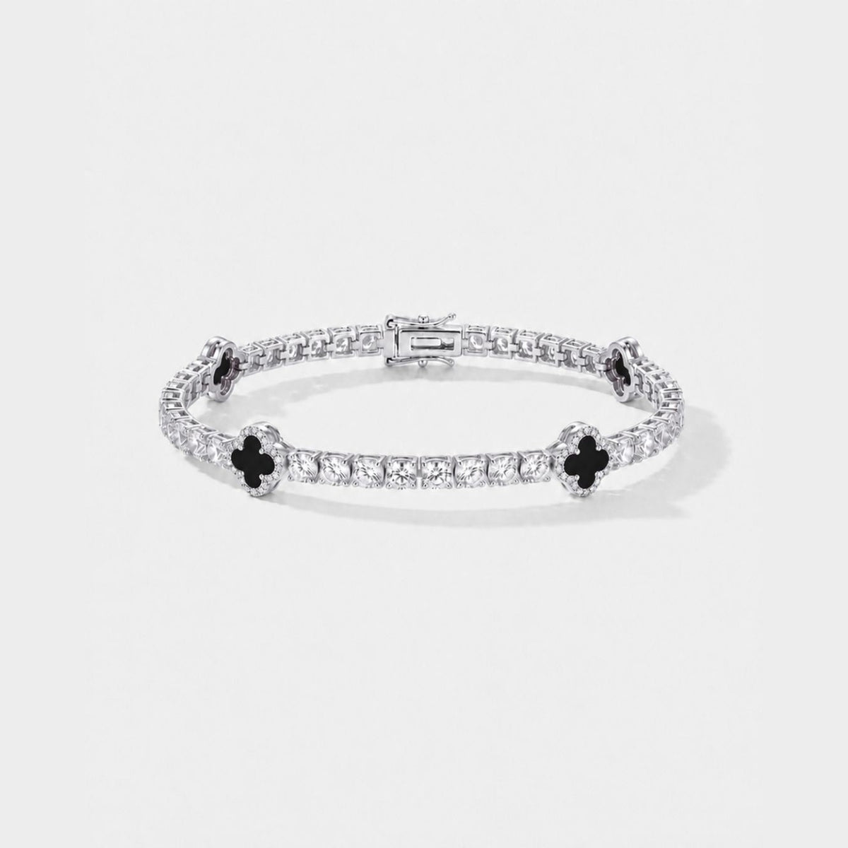 Noir Clover Bracelet - silver tone