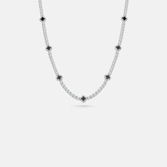 Noir Clover Necklace - silver tone