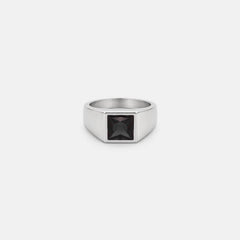 Noir Signet Ring - silver tone