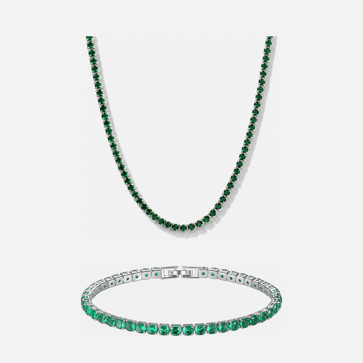 Green Day tennis chain and matching tennis bracelet set