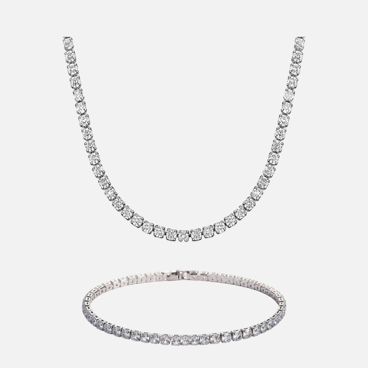 Ice tennis chain and matching tennis bracelet set