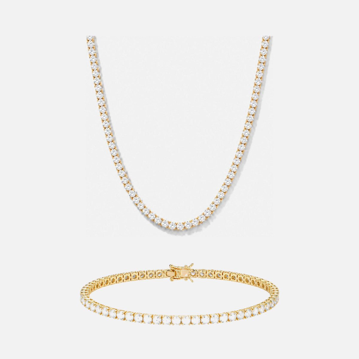 Ice Doré tennis chain and matching Sunrise tennis bracelet set