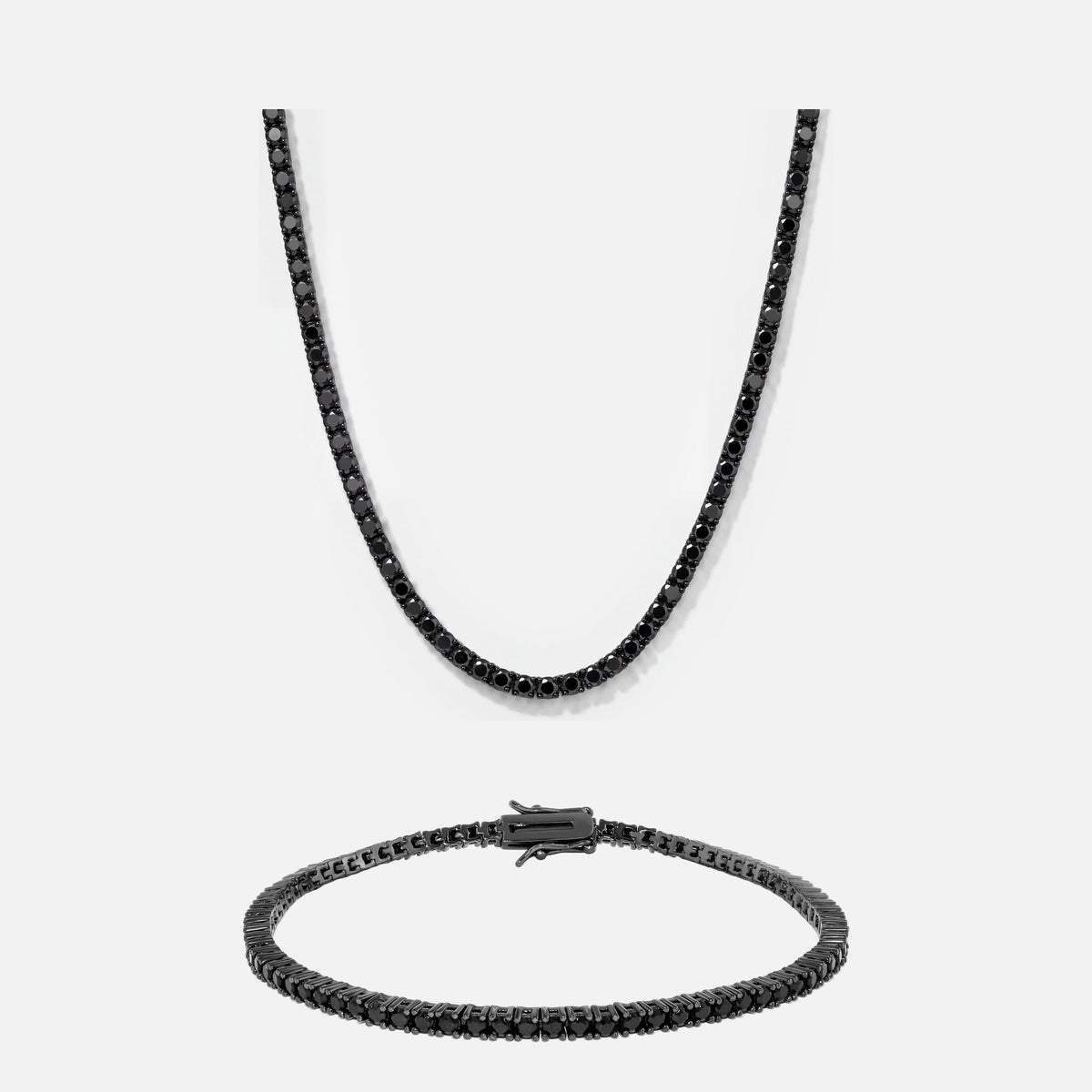 Noir tennis chain and matching tennis bracelet set