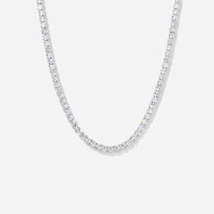 Zircônia Ice Tennis Chain - clear cubic zirconia, silver tone